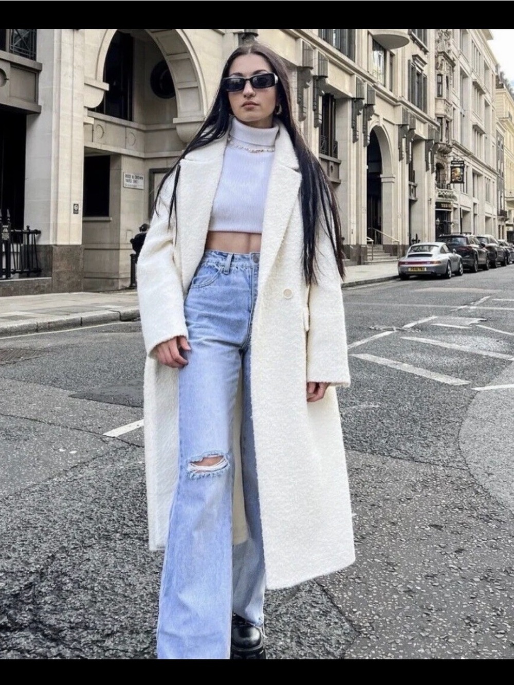 Zara Cream Bouclé Long Coat